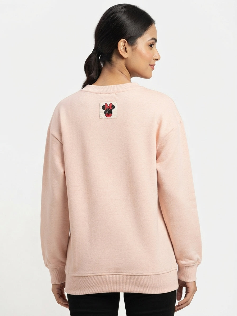 Peach Minnie Mouse Graphic Print Sweatshirt