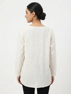Off White  Floral Print Relaxed Fit Top