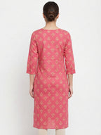 Pink Printed Cotton Kurti