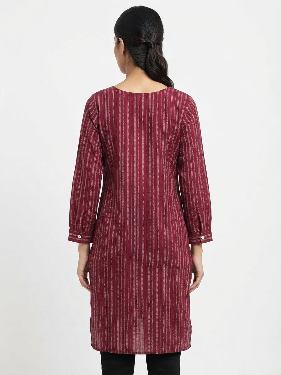 Maroon Printed Cotton Kurti