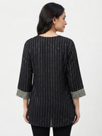 Black Striped Embellished Kurti