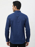 Men's Navy Solid Regular Fit Casual Shirt