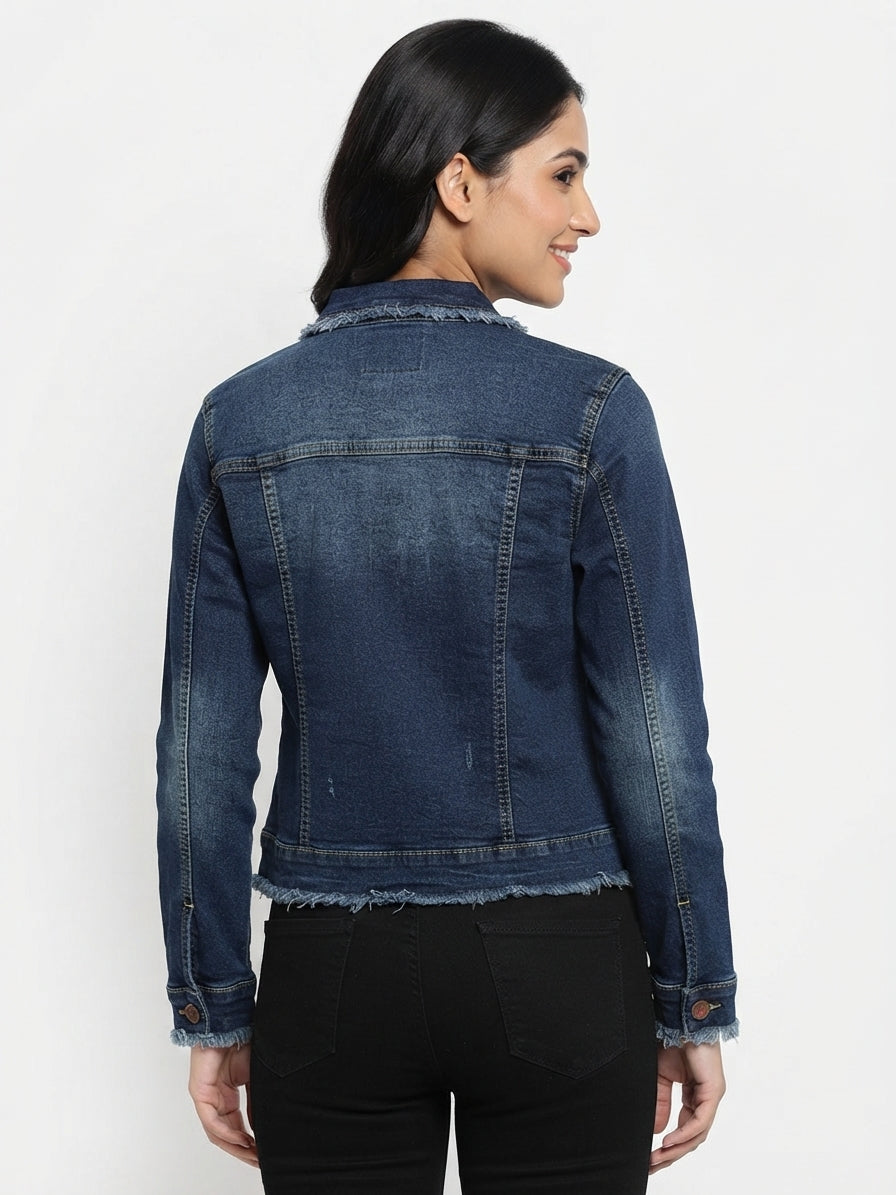 Blue Distressed Denim Jacket