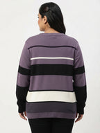 Women's Striped Relaxed Fit Knit Sweater