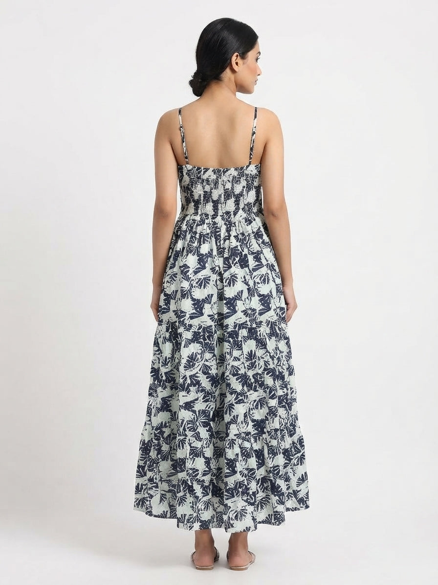 Women's Multi Printed Strapless Flared Maxi Dress