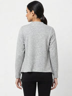 Women's Light Grey Solid Knit Shrug