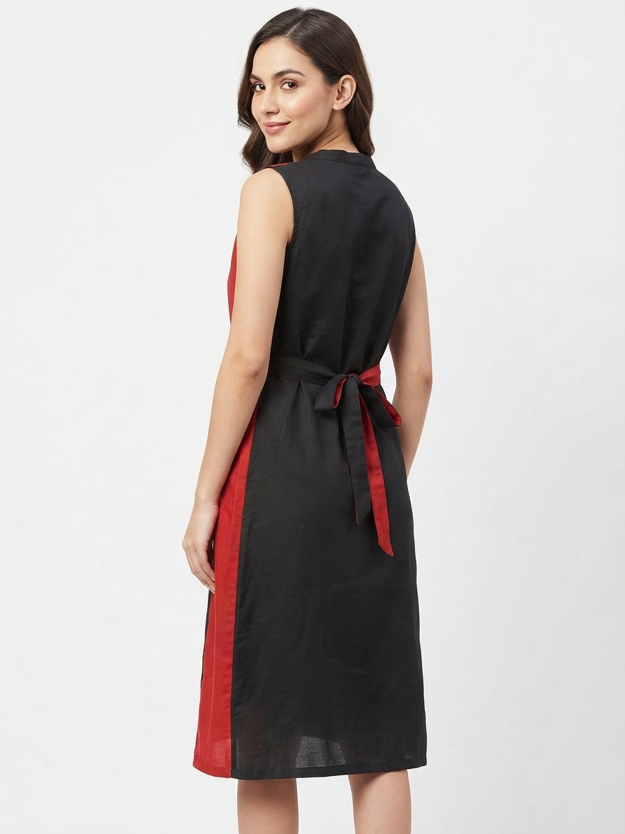 Women's Multi Color Block Sleeveless Dress