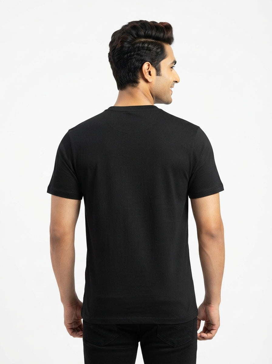 Fake or Real - Torn effect graphic tee black color round neck