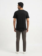 Confused - Textual Casual Black Tee Round neck