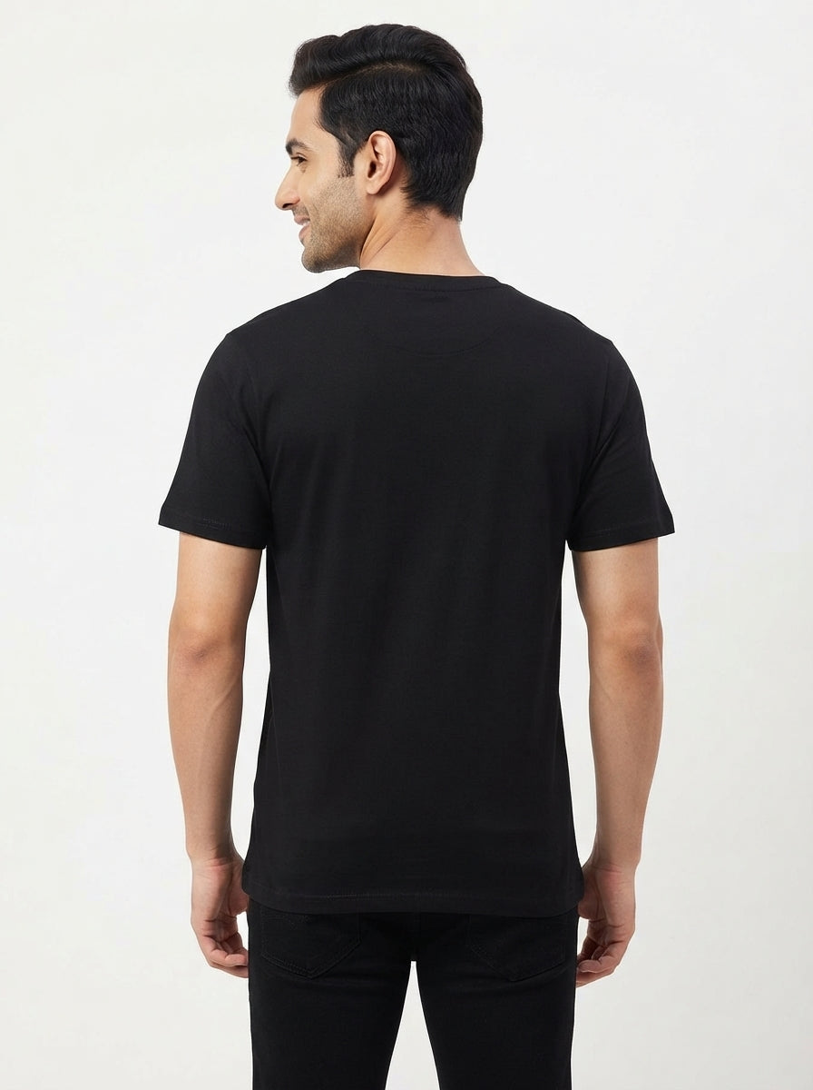 Himalayas - Styched in India Graphic T-Shirt Black Color