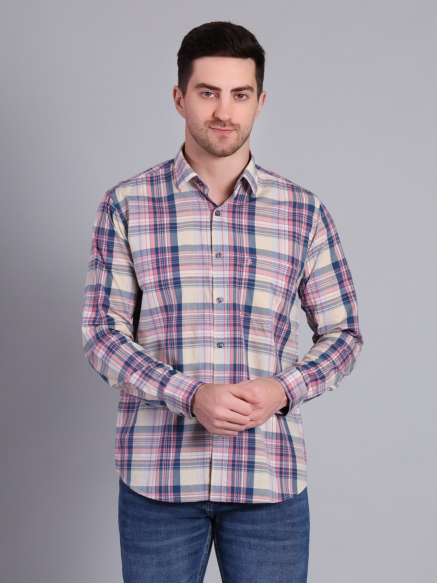 Stylox Regular Fit Full Sleeve Check Casual Shirt For Men's