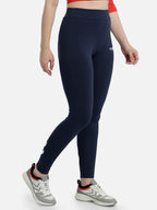 Hummel Blue Slim Tights for Women Gym Wear