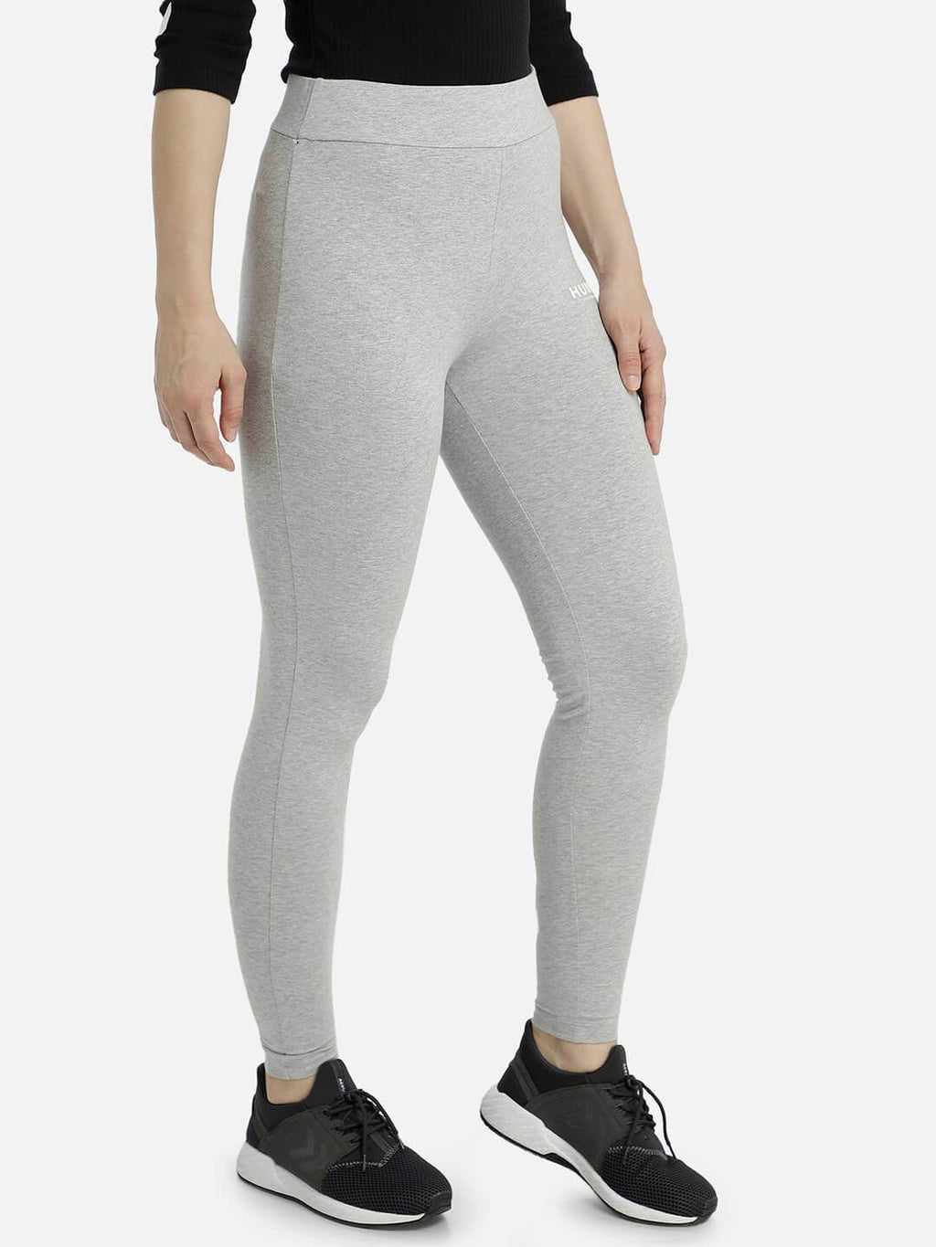 Hummel Grey Slim Tights for Women Gym Wear