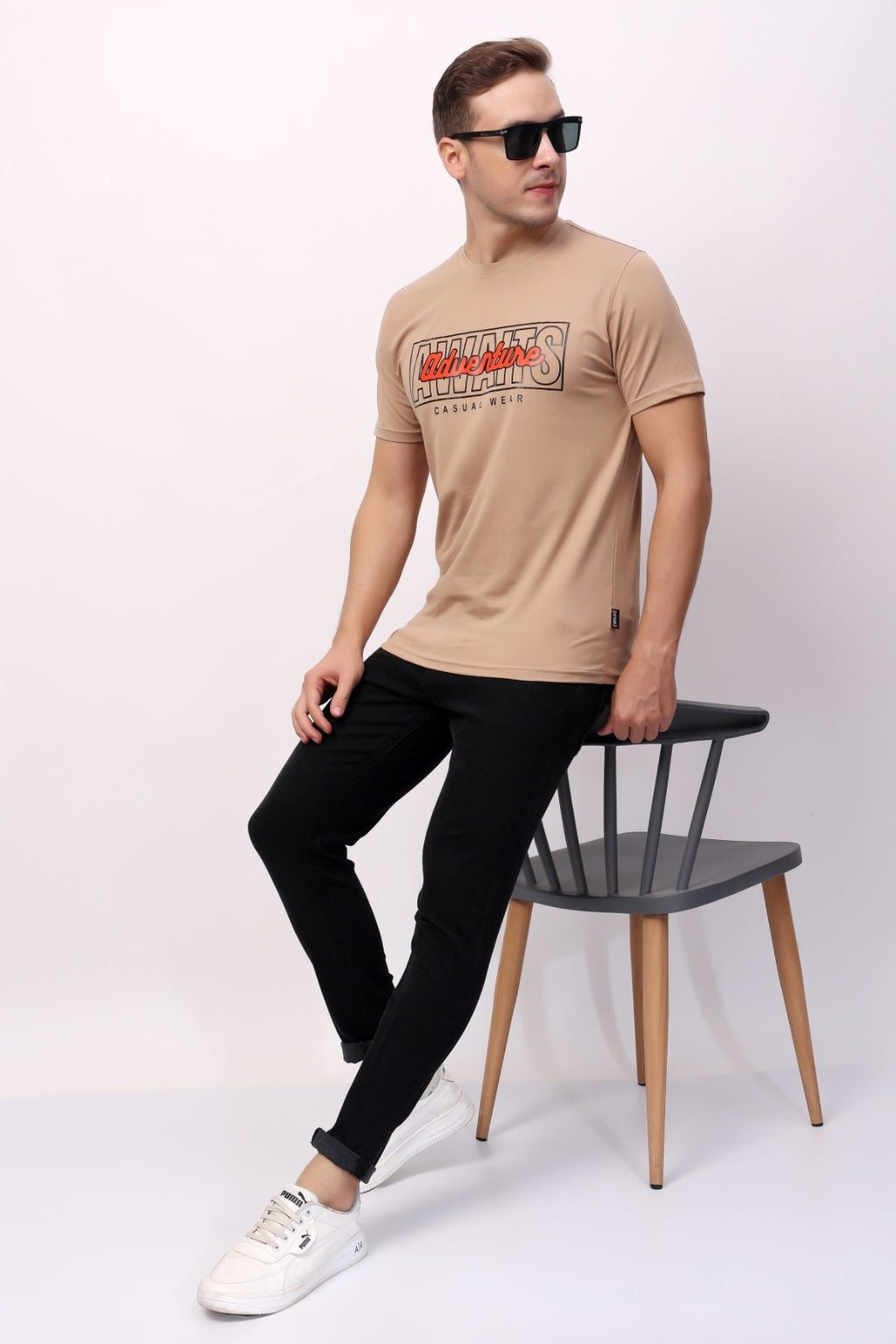 Stylox Men's Round Neck Half Sleeve Printed Casual T-Shirt
