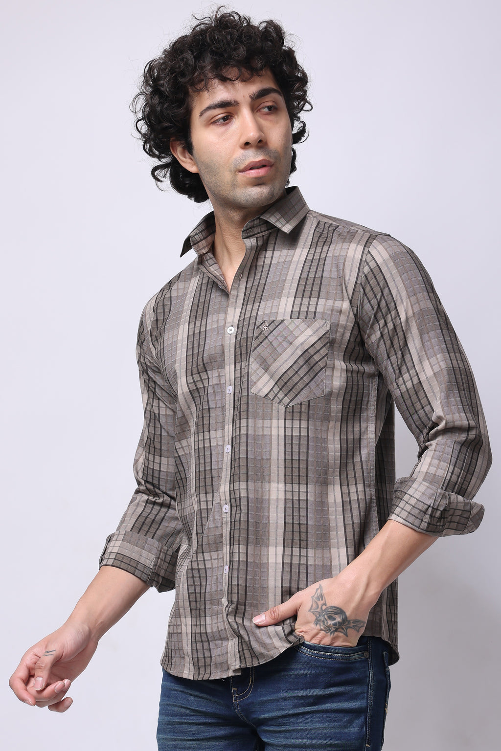 Stylox Regular Fit Full Sleeve Check Casual Shirt For Men's