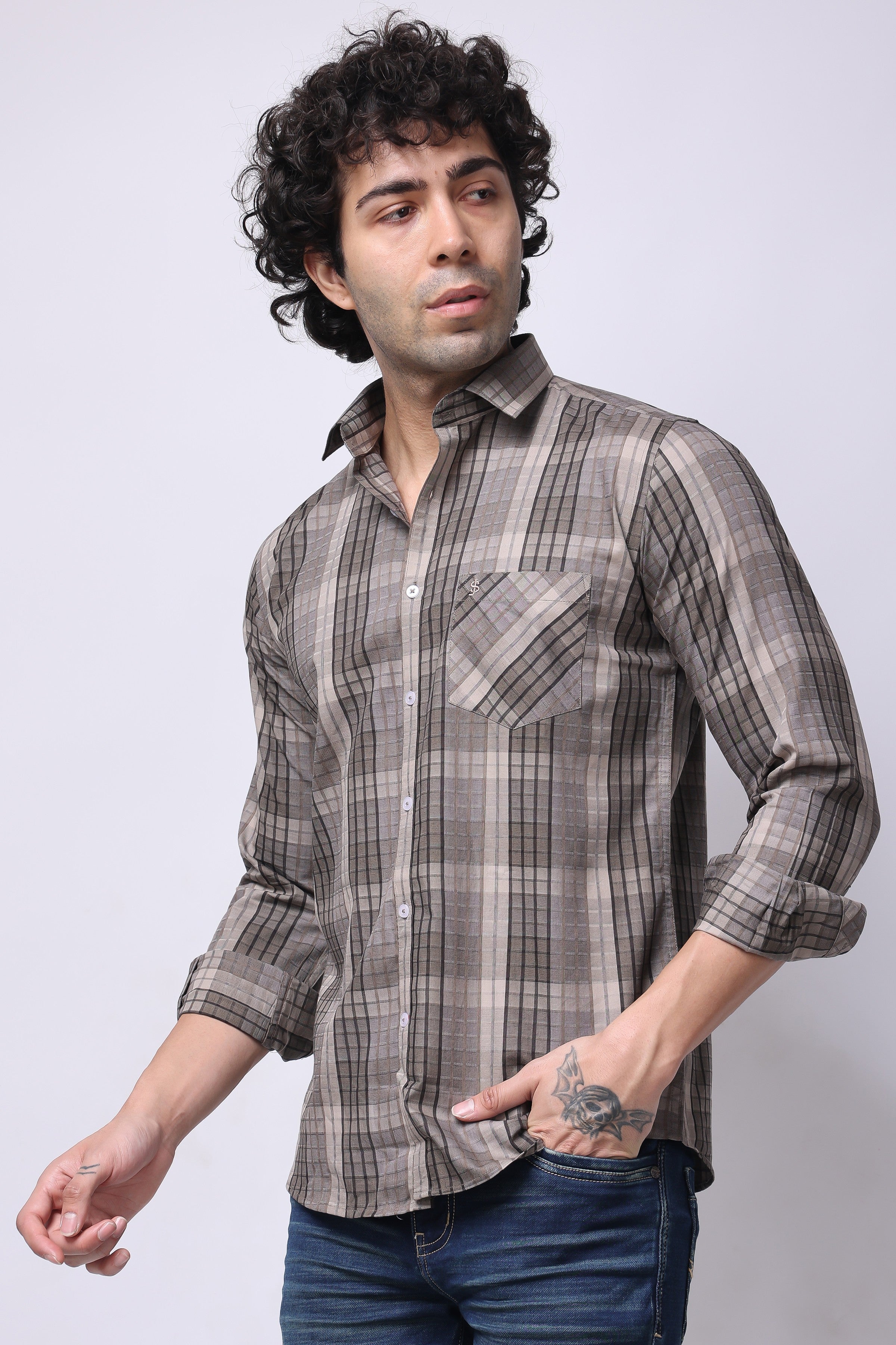 Stylox Regular Fit Full Sleeve Check Casual Shirt For Men's