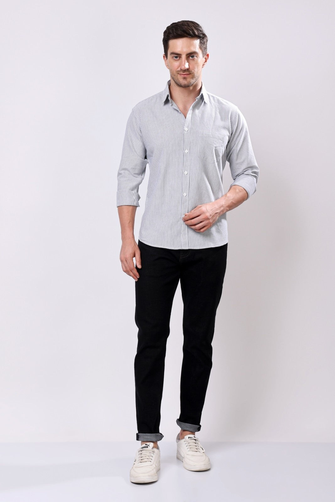 Stylox Regular Fit Full Sleeve Casual Stripes Shirt For Men's
