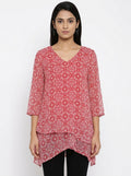 Tunic Casual Red Polyester