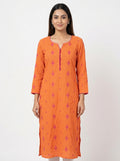 Vibrant Orange Embroidered Kurti