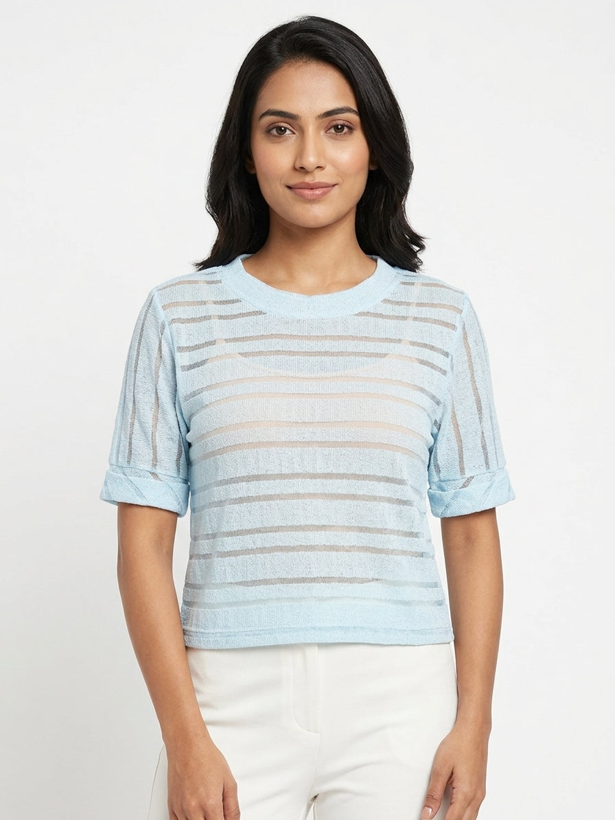 Top Casual Blue Blended