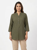 Olive Green Relaxed Fit Casual Tunic Top