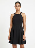 Black Halter Neck Flare Dress