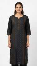 Soch Kurti Casual Black Viscose