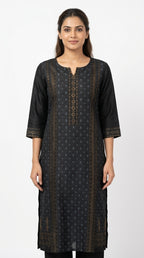 Soch Kurti Casual Black Viscose