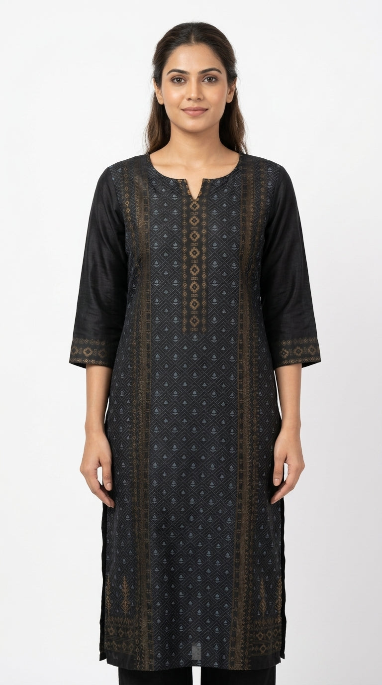 Soch Kurti Casual Black Viscose