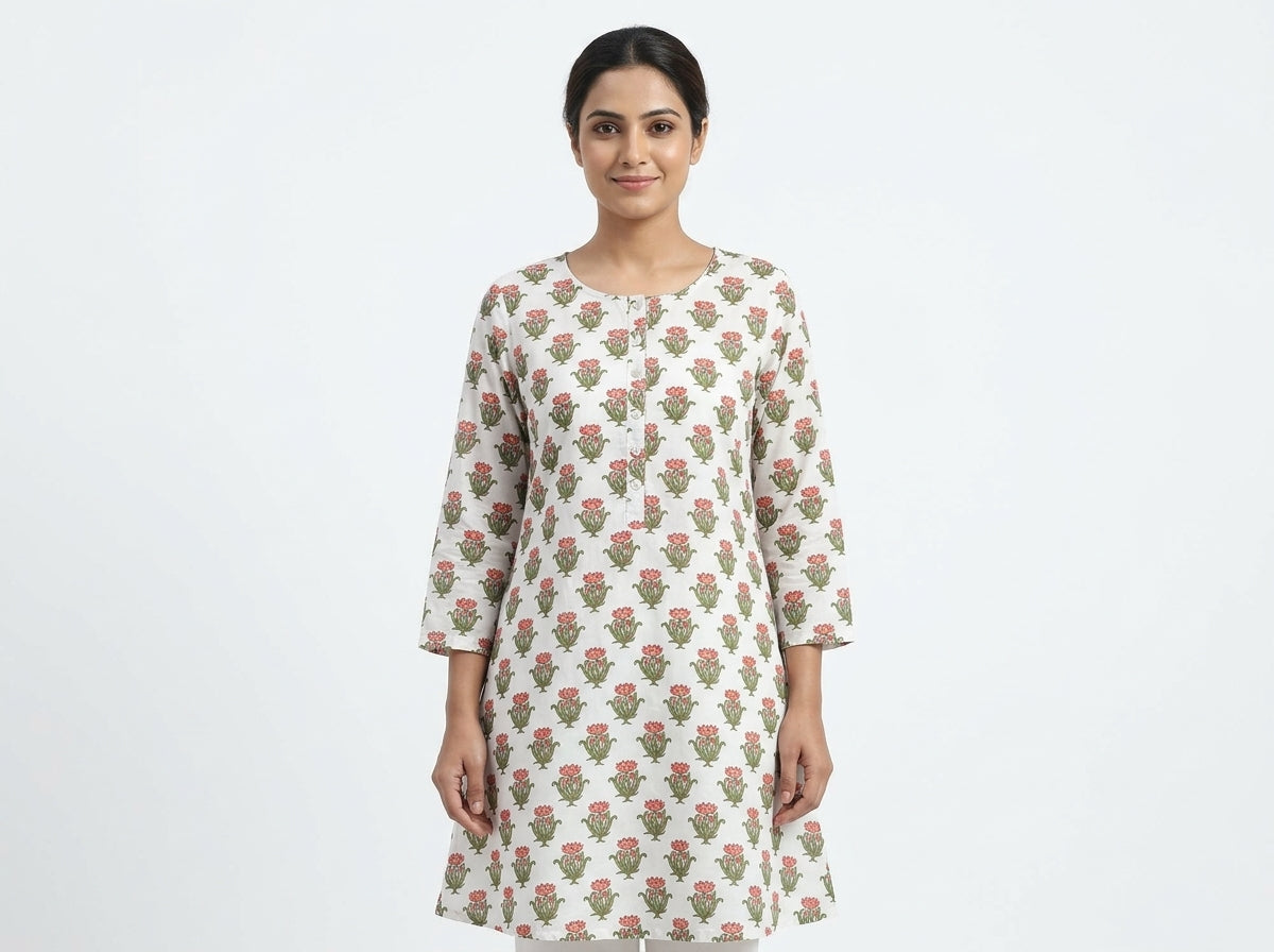 Biba Kurti Casual White Cotton