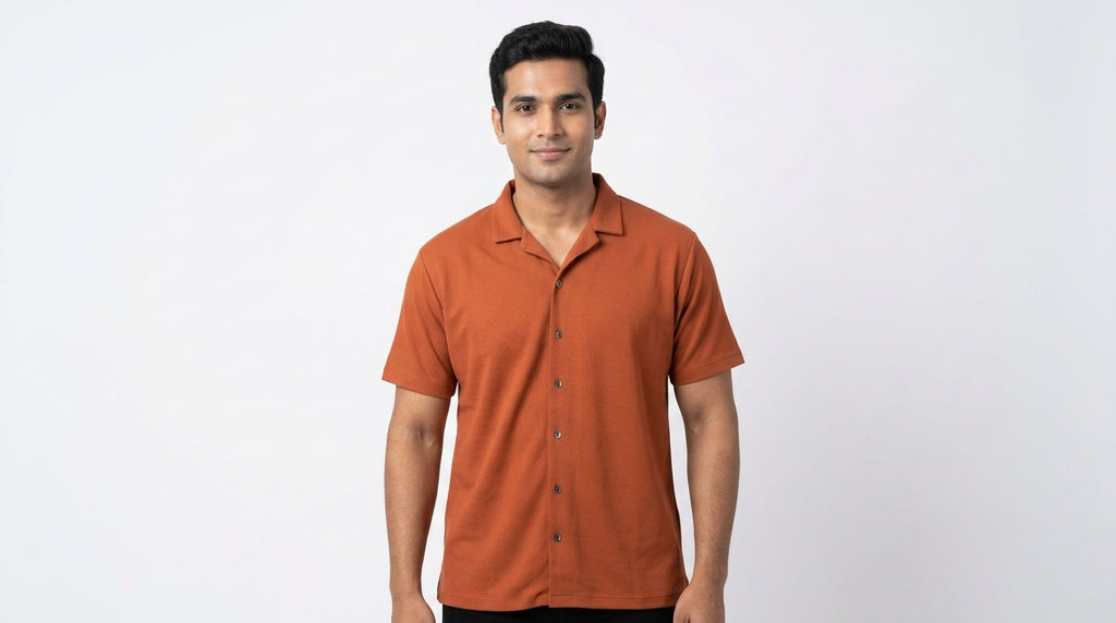 Women's Burnt Orange Collared Casual Shirt