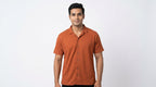 Women's Burnt Orange Collared Casual Shirt