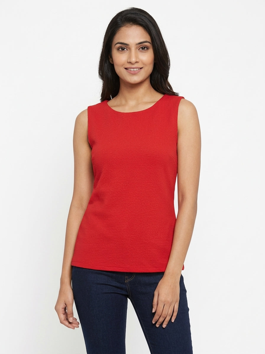 VESTRY Top Casual Red Blended