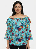 Women's Floral Print Off-Shoulder Ruffle Top
