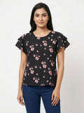 Oomph Top Casual Black Polyester