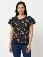 Oomph Top Casual Black Polyester