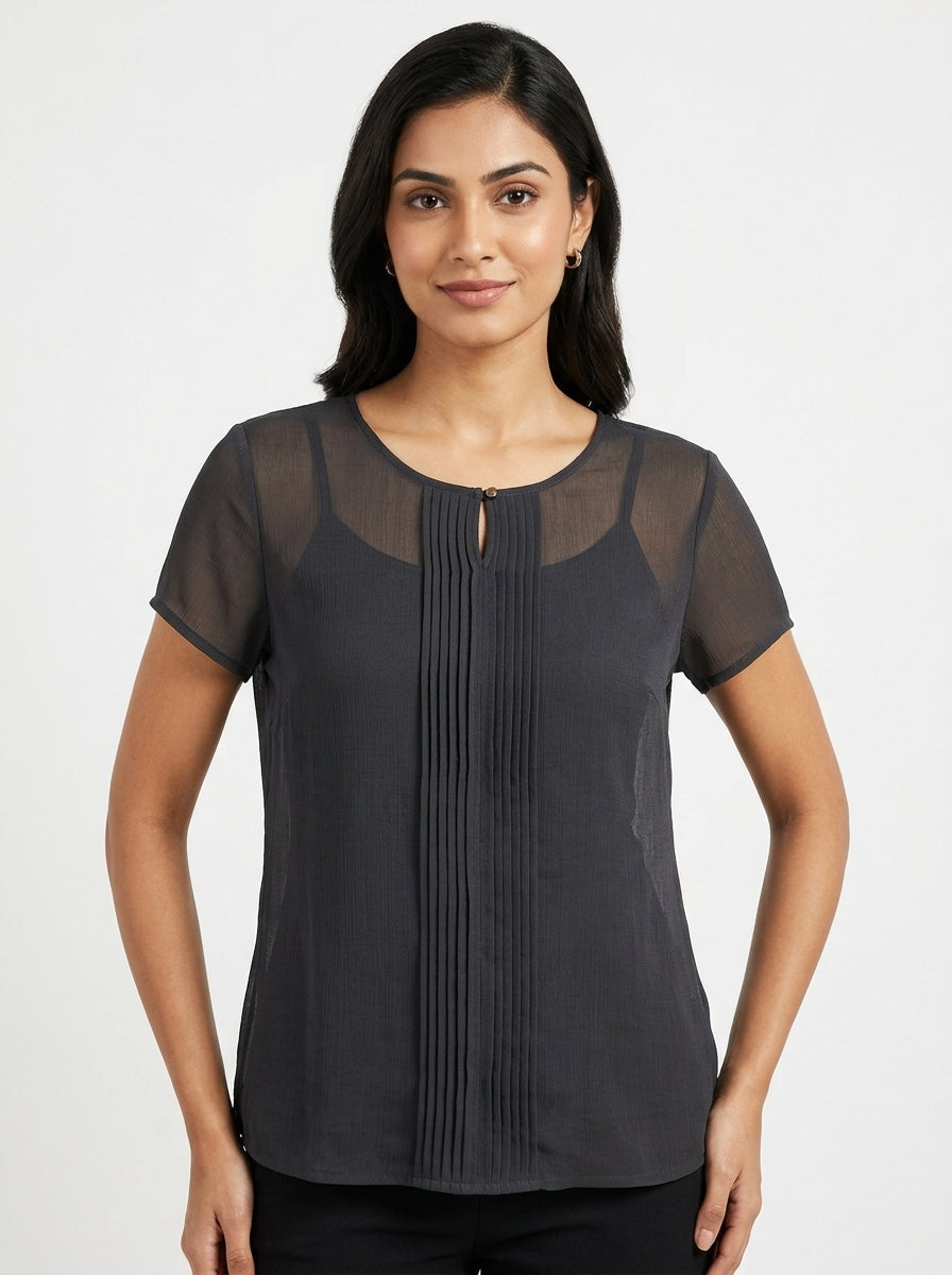 Max Top Casual Charcoal Polyester