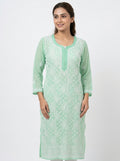 Mint Green Embroidered Viscose Kurti