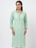 Mint Green Embroidered Viscose Kurti