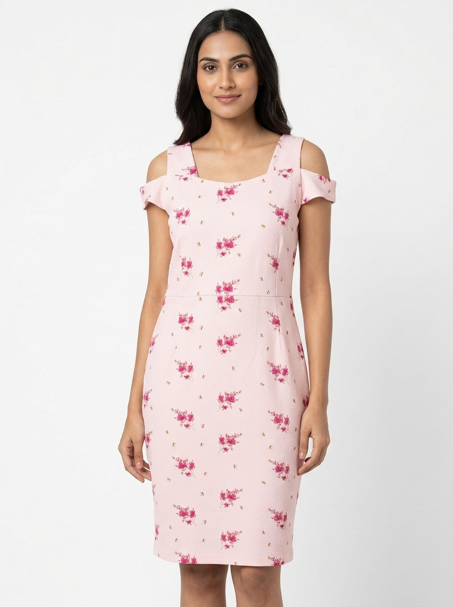 ZINK Dress Casual Pink Polyester