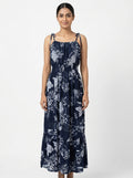 Navy Floral Print Sleeveless Maxi Dress