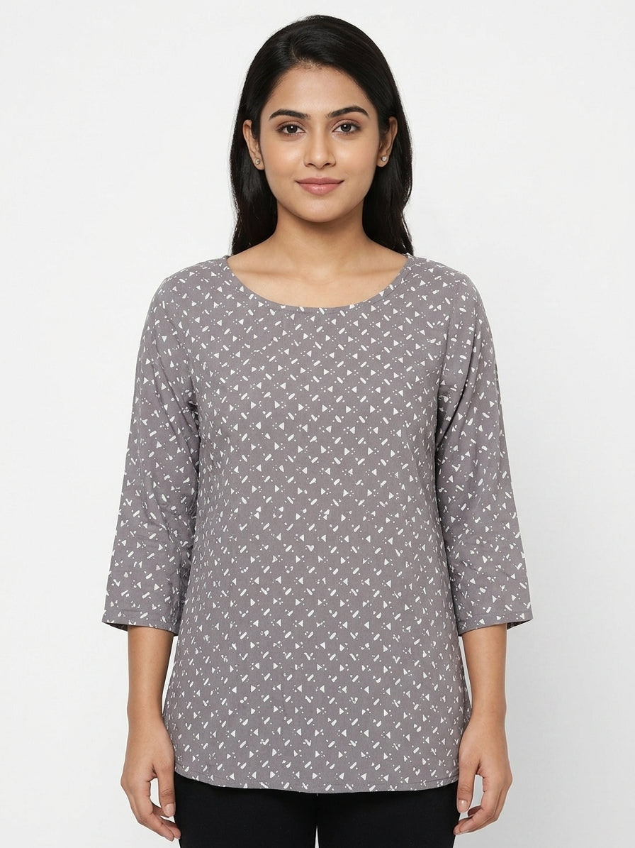 Here & Now Top Casual Grey Viscose