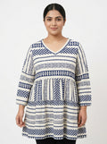 STYLUM Women's White & Blue Tribal Print Top