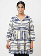 STYLUM Women's White & Blue Tribal Print Top
