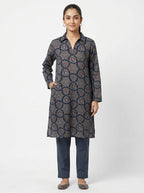 Navy Blue Ethnic Printed Kurti