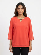 RARE Top Casual Orange Polyester