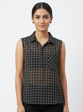 Dioof Top Casual Black Polyester