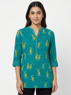 Max Kurti Casual Teal Viscose