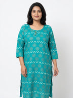Teal Turquoise Lightweight Top with Gold Dot Detail, Size XXL