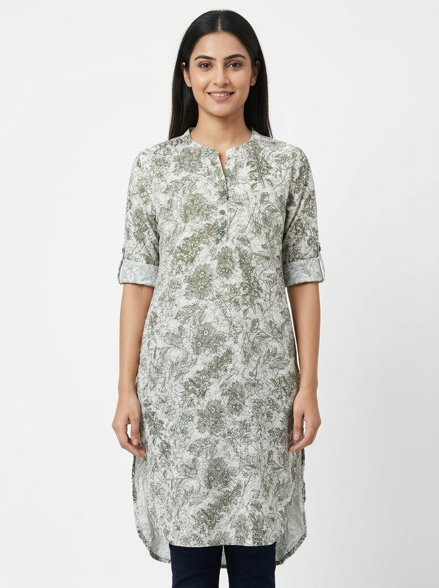 ZORRA Women's Green Leaf Print Blouse Top - Size M